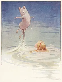 Slippery: Alice swimming & Mouse leaping out of water