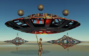 Alien androids building flying saucers