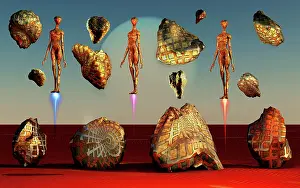 Geological: Alien beings mining very rare metal fossils