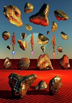 Geological: Alien beings mining very rare metal fossils