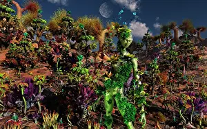 Harmony: An alien being blending into the colorful environment