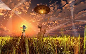 Circles: An alien being directing its spacecraft to make crop circles