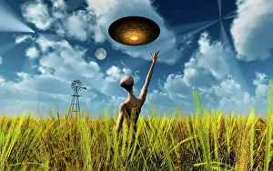 Extended: An alien being directing its spacecraft to make crop circles