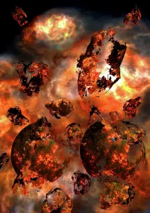 Collision: Two alien exoplanets colliding into each other
