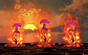 Ecology: Alien fire flowers growing on the surface of a