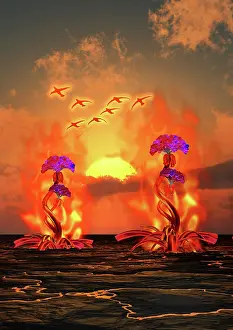 Ecology: Alien fire flowers growing on the surface of a