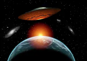 Corona: An alien flying saucer visiting the Earth