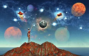 Universe: An alien being looking up into the sky observing