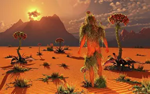 Loneliness: An alien being looking over and taking care of its garden