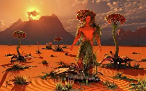 Loneliness: An alien being looking over and taking care of its garden