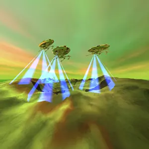 Laser: Three alien spaceships steal the mineral resources on ?