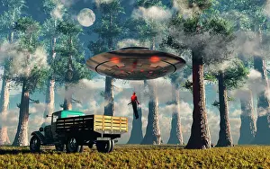 Pickup: Aliens abducting a man into a flying saucer