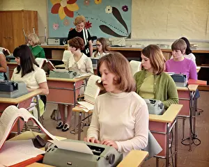 Secretarial: All Girl High School Typing Class Typewriters