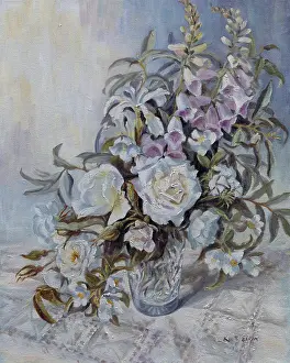 Foxgloves: All White Foxgloves and Roses