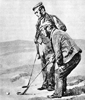 Golfing: Allan Robertson and Tom Morris playing golf