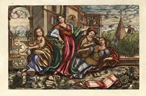 Esposta: Allegorical scene with Flora, Botany, Physics and Pomona