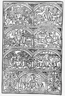 1529: allegories, different professions: farmer, goldsmith