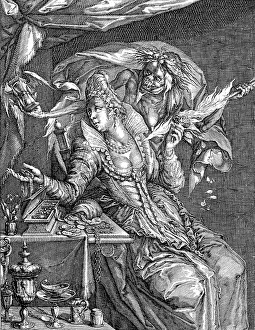 Vanitas: allegories, vices, Vanity (Vanitas), copper engraving