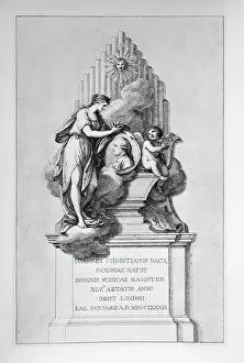 Bartolozzi: Allegory of J C Bach, engraving