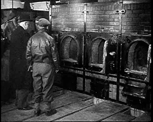Belsen: Allied Dignitaries Examining the Incinerators