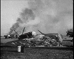 Bastogne: Allied Vehicles Burning on the Ground During