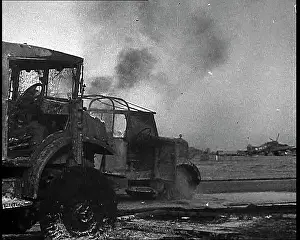 Bastogne: Allied Vehicles Burning on the Ground During