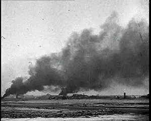 Bastogne: Allied Vehicles Burning on the Ground During