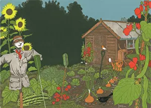 Scarecrow: Allotment or Kitchen Garden with Scarecrow