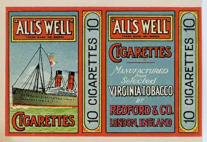 Redford: All's Well Cigarettes by Redford and Co. packet design