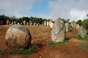 Megalithic: Almendres Cromlech. Megalithic complex. Neolithic. Near Evor