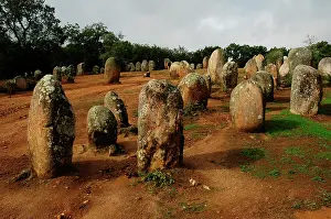 Megalithic: Almendres Cromlech. Megalithic complex. Neolithic. Near Evor