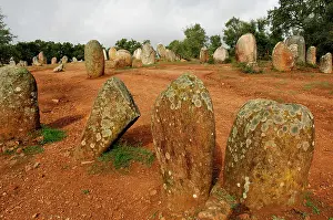 Megalithic: Almendres Cromlech. Megalithic complex. Neolithic. Near Evor