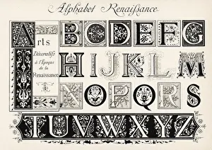 Chromolithograh: Alphabet of decorative initial letters from the Renaissance