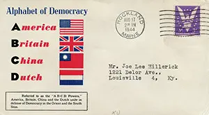 Envelope: Alphabet of Democracy, America, Britain, China, Dutch, WW2