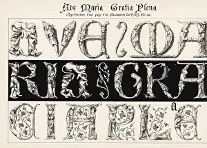 Chromolithograh: Alphabet of illuminated initials from the Heures