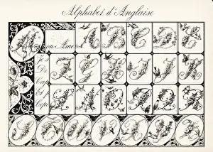 Chromolithograh: Alphabet of initial letters decorated with garlands
