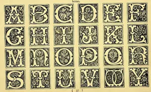 Typography: Alphabet initials in floral style A-Z