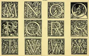 Cherub: Alphabet with putti, ornate initials M-Y