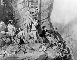 Hikers: Alpine trip around 1850