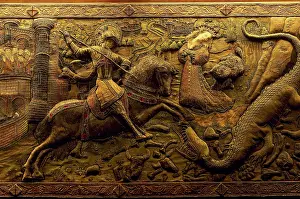 Needlework: Altar frontal by Antonio Sadurni. 1450. Legend of St. George