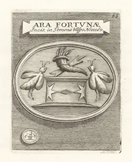 Fortuna: Altar of the goddess Fortuna with cornucopia and bees