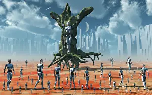 Parallel: In an alternate reality cyborgs pay homage to their creat ?