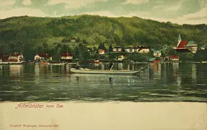 Traunsee: Altmunster at Traunsee. A Platte in the foreground