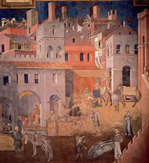 Merchandise: Ambrogio Lorenzetti (1280-1348). Effects of Good Government