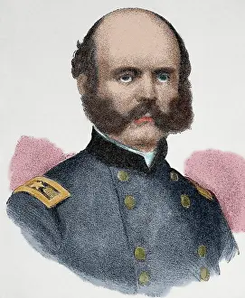 Ambrose: Ambrose Everett Burnside (1824-1881). Colored engraving