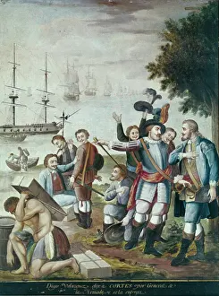 Caravel: America (1519). Diego Velazquez entrusting to