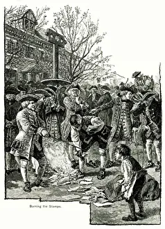 Taxes: America - The Stamp Act - Burning the Stamps