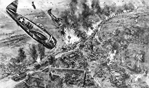 Grineau: American Aircraft attacking German Vehicles, Falaise