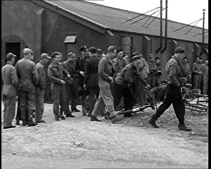 Queueing: American Airmen Queueing Up Outside A Building