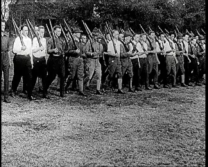 Shouldered: American Army Recruits Marching With Rifles Shouldered